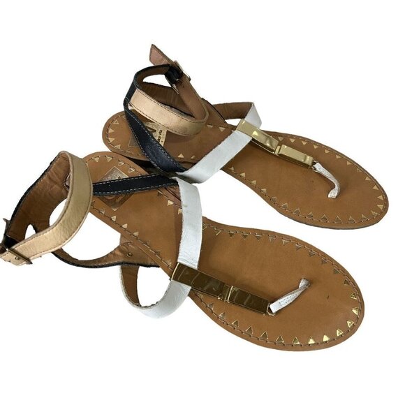DV BY DOLCE VITA  WOMENS SIZE 8 T-STRAP COLORBLOCK FLAT SANDALS - Picture 1 of 7